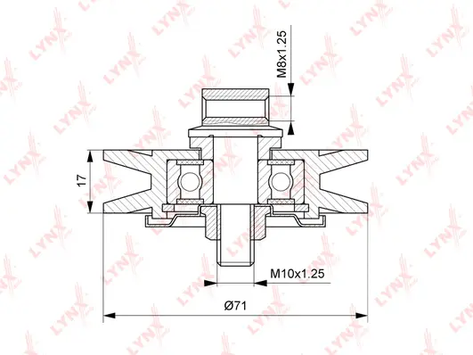 PB-5044 LYNXAUTO Натяжной ролик, поликлиновой ремень (фото 1)