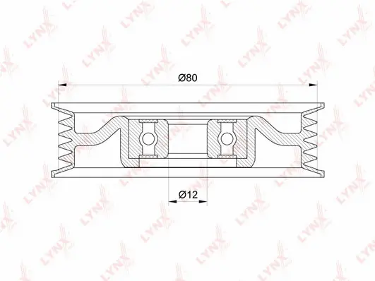 PB-5050 LYNXAUTO Натяжной ролик, поликлиновой ремень (фото 1)