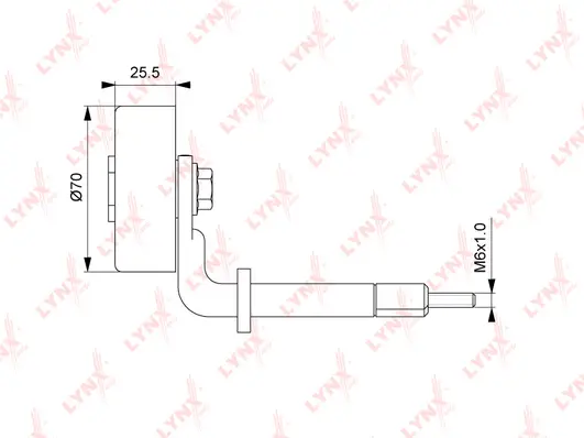 PB-5114 LYNXAUTO Натяжной ролик, поликлиновой ремень (фото 3)