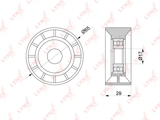PB-5133 LYNXAUTO Натяжной ролик, поликлиновой ремень (фото 2)