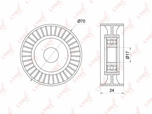 PB-5147 LYNXAUTO Натяжной ролик, поликлиновой ремень (фото 1)