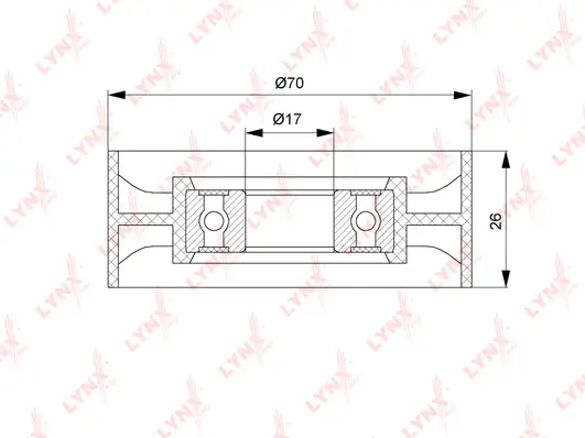 PB-5168 LYNXAUTO Натяжной ролик, поликлиновой ремень (фото 2)