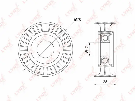 PB-5181 LYNXAUTO Натяжной ролик, поликлиновой ремень (фото 1)