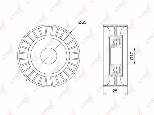 PB-5202 LYNXAUTO Натяжной ролик, поликлиновой ремень (фото 1)