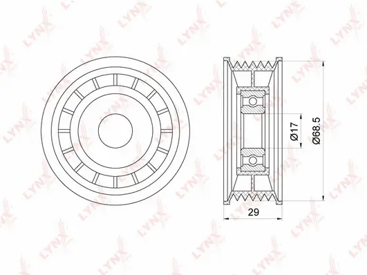 PB-5227 LYNXAUTO Натяжной ролик, поликлиновой ремень (фото 1)