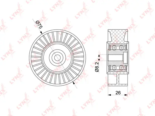 PB-5280 LYNXAUTO Натяжной ролик, поликлиновой ремень (фото 1)