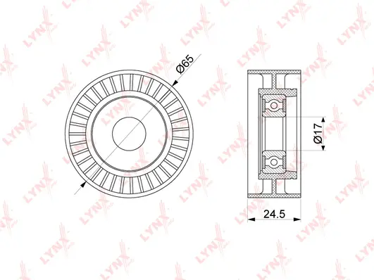 PB-5320 LYNXAUTO Натяжной ролик, поликлиновой ремень (фото 2)