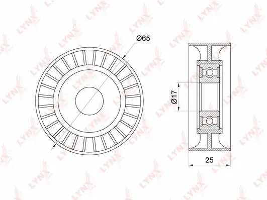 PB-5343 LYNXAUTO Натяжной ролик, поликлиновой ремень (фото 1)