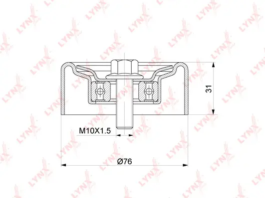 PB-5349 LYNXAUTO Натяжной ролик, поликлиновой ремень (фото 1)