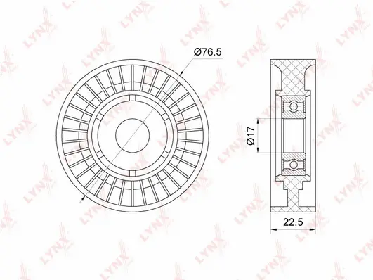 PB-5357 LYNXAUTO Натяжной ролик, поликлиновой ремень (фото 1)