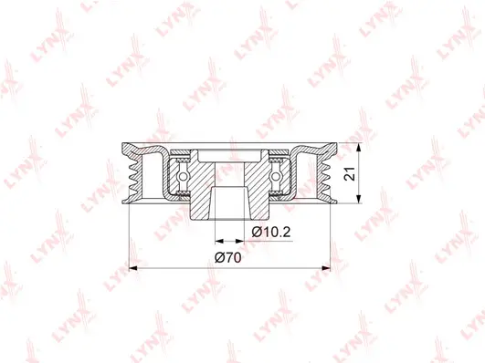 PB-5372 LYNXAUTO Натяжной ролик, поликлиновой ремень (фото 1)