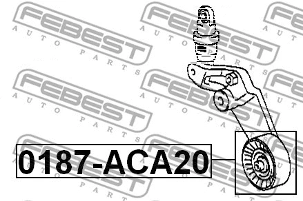 0187-ACA20 FEBEST Натяжной ролик, поликлиновой ремень (фото 2)