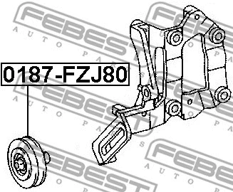 0187-FZJ80 FEBEST Натяжной ролик, поликлиновой ремень (фото 2)