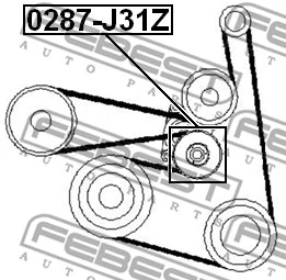 0287-J31Z FEBEST Натяжной ролик, поликлиновой ремень (фото 2)