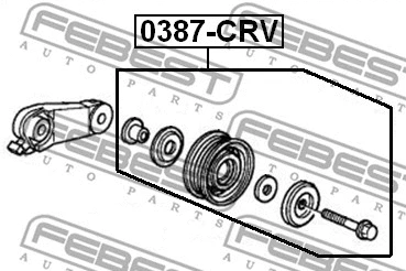 0387-CRV FEBEST Натяжной ролик, поликлиновой ремень (фото 2)