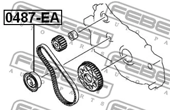 0487-EA FEBEST Натяжной ролик, поликлиновой ремень (фото 2)