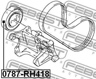 0787-RH418 FEBEST Натяжной ролик, поликлиновой ремень (фото 2)