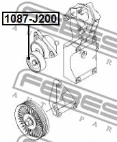 1087-J200 FEBEST Натяжной ролик, поликлиновой ремень (фото 2)