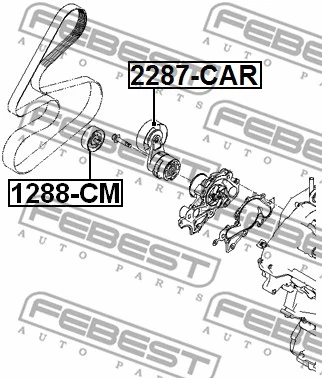 2287-CAR FEBEST Натяжной ролик, поликлиновой ремень (фото 2)
