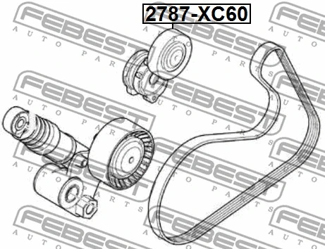 2787-XC60 FEBEST Натяжной ролик, поликлиновой ремень (фото 2)