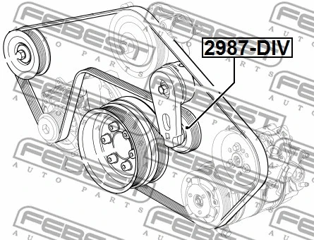 2987-DIV FEBEST Натяжной ролик, поликлиновой ремень (фото 2)