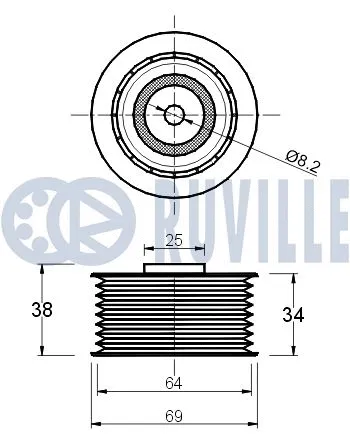 540217 RUVILLE Паразитный / ведущий ролик, поликлиновой ремень (фото 2)