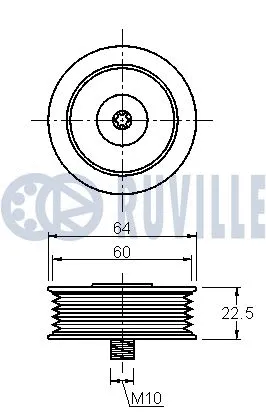 542001 RUVILLE Паразитный / ведущий ролик, поликлиновой ремень (фото 2)