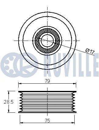 542003 RUVILLE Паразитный / ведущий ролик, поликлиновой ремень (фото 2)