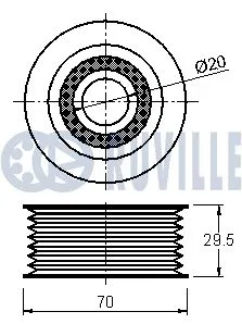 542241 RUVILLE Паразитный / ведущий ролик, поликлиновой ремень (фото 2)