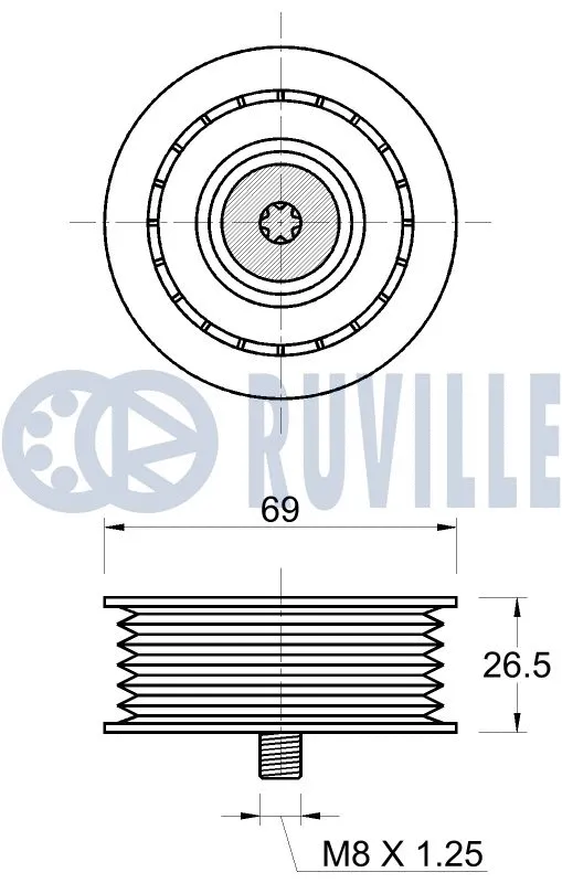 542653 RUVILLE Паразитный / ведущий ролик, поликлиновой ремень (фото 2)