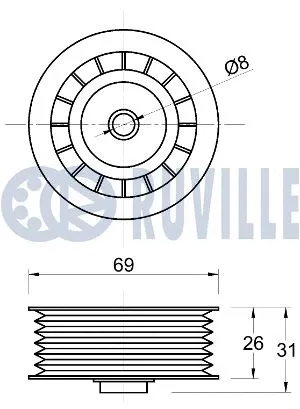 542816 RUVILLE Паразитный / ведущий ролик, поликлиновой ремень (фото 2)