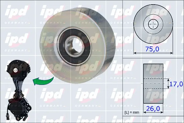 15-3875 IPD Паразитный / ведущий ролик, поликлиновой ремень (фото 1)