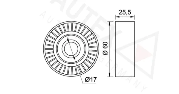 651064 AUTEX Паразитный / ведущий ролик, поликлиновой ремень (фото 2)