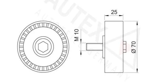 651377 AUTEX Паразитный / ведущий ролик, поликлиновой ремень (фото 2)