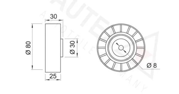 651442 AUTEX Паразитный / ведущий ролик, поликлиновой ремень (фото 2)