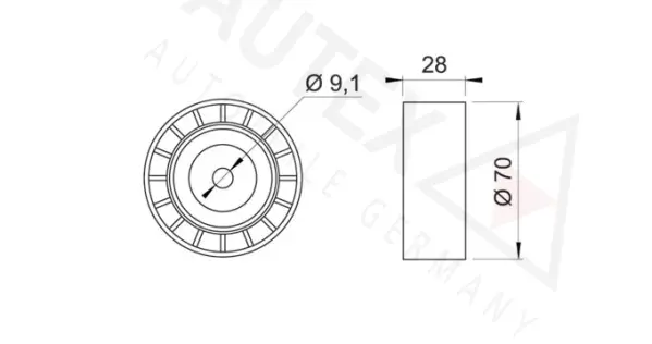 651477 AUTEX Паразитный / ведущий ролик, поликлиновой ремень (фото 2)