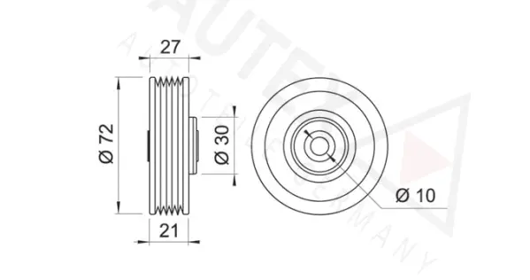 651525 AUTEX Паразитный / ведущий ролик, поликлиновой ремень (фото 2)