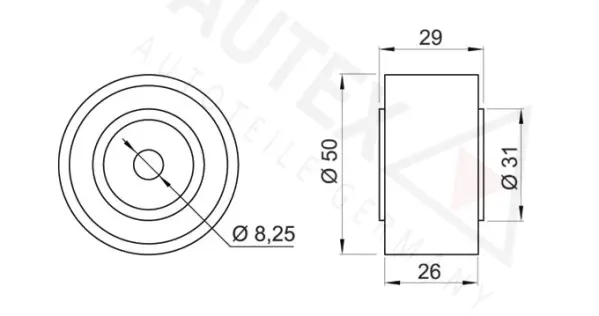 651848 AUTEX Паразитный / ведущий ролик, поликлиновой ремень (фото 2)