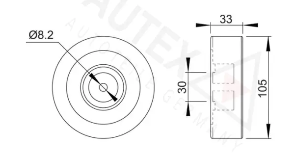 651875 AUTEX Паразитный / ведущий ролик, поликлиновой ремень (фото 2)