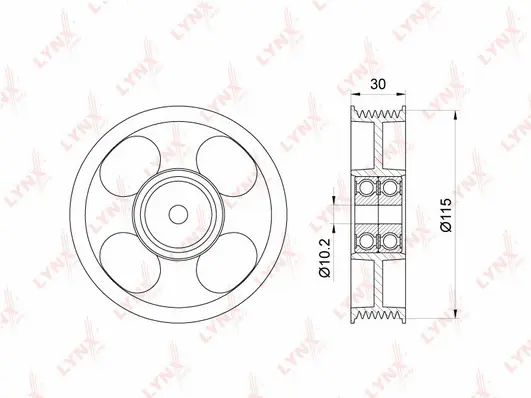 PB-7037 LYNXAUTO Паразитный / ведущий ролик, поликлиновой ремень (фото 1)