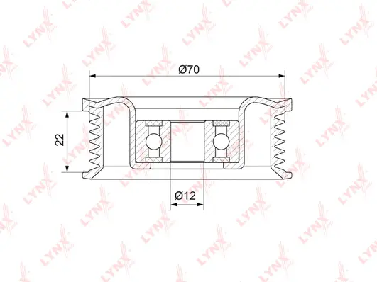 PB-7134 LYNXAUTO Паразитный / ведущий ролик, поликлиновой ремень (фото 1)