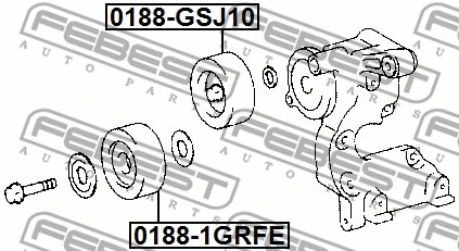 0188-1GRFE FEBEST Паразитный / ведущий ролик, поликлиновой ремень (фото 2)