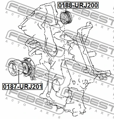 0188-URJ200 FEBEST Паразитный / ведущий ролик, поликлиновой ремень (фото 2)