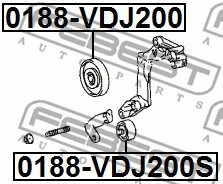 0188-VDJ200S FEBEST Паразитный / ведущий ролик, поликлиновой ремень (фото 2)