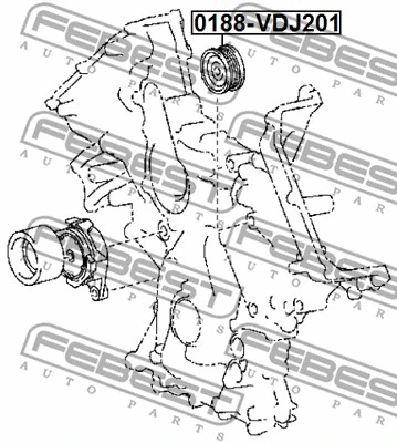 0188-VDJ201 FEBEST Паразитный / ведущий ролик, поликлиновой ремень (фото 2)