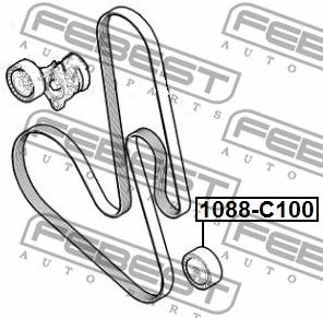 1088-C100 FEBEST Паразитный / ведущий ролик, поликлиновой ремень (фото 2)