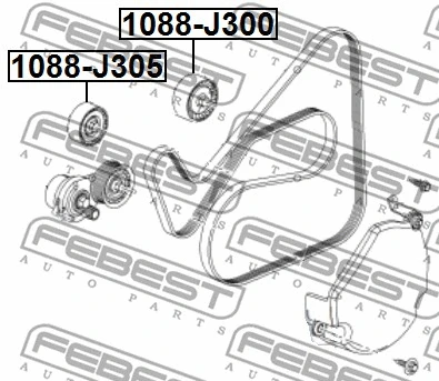 1088-J300 FEBEST Паразитный / ведущий ролик, поликлиновой ремень (фото 2)