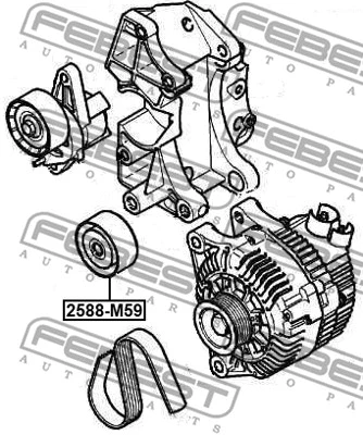 2588-M59 FEBEST Паразитный / ведущий ролик, поликлиновой ремень (фото 2)
