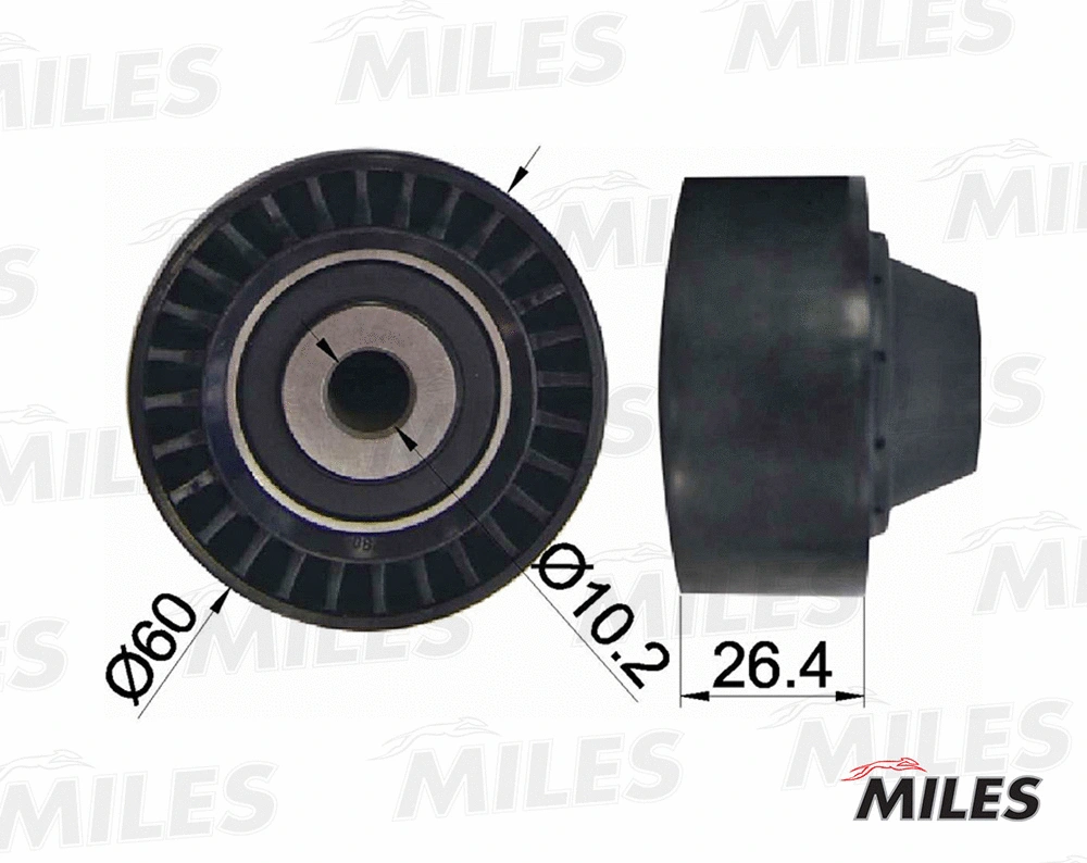 AG03024 MILES Паразитный / ведущий ролик, поликлиновой ремень (фото 2)