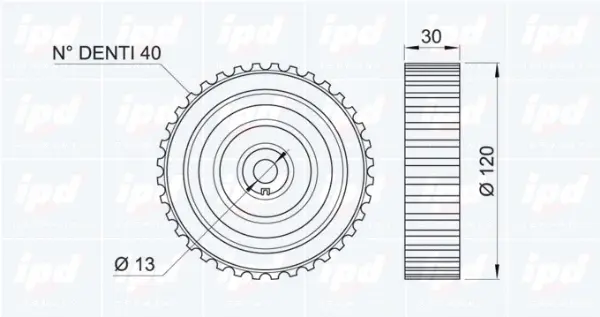 15-1057 IPD Паразитный / Ведущий ролик, зубчатый ремень (фото 2)